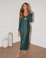 Hunter Green % Grand Entrance Plisse Cutout Maxi Dress-6