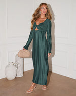 Hunter Green % Grand Entrance Plisse Cutout Maxi Dress-4