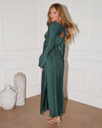 Hunter Green % Grand Entrance Plisse Cutout Maxi Dress-5