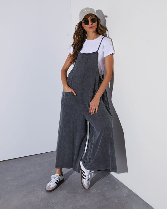 Charcoal % Melinda Relaxed Cotton Jumpsuit-1
