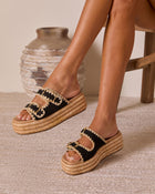 Black % Heidi Woven Platform Sandals-1