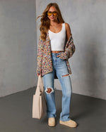 Multi % Soft Energy Multi Color Open Front Cardigan-1