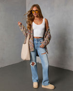 Multi % Soft Energy Multi Color Open Front Cardigan-6