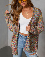Multi % Soft Energy Multi Color Open Front Cardigan-5