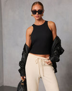 Black % Veneta Ribbed Tank Top-5