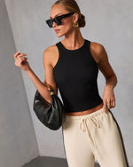 Black % Veneta Ribbed Tank Top-1