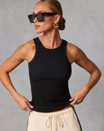 Black % Veneta Ribbed Tank Top-6