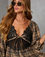 Ajah Plaid Lace Bust Mini Dress