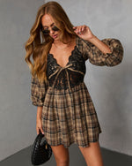 Ajah Plaid Lace Bust Mini Dress