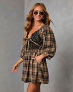 Ajah Plaid Lace Bust Mini Dress