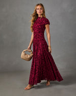 Candlelight Plans Floral Velvet Mesh Maxi Dress