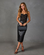Midnight Rouge Vegan Leather Midi Skirt