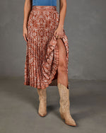 Whispered Valley Pleated Paisley Midi Skirt