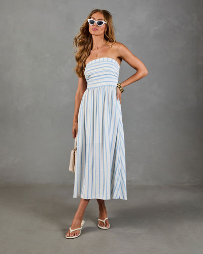 slim fit dress slacks Strapless Fit and Flare Midi Dress Medium / Black main image 0