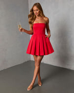 Elisara Pleated Fit And Flare Mini Dress