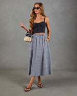 Heritage Club Gingham Print Midi Skirt