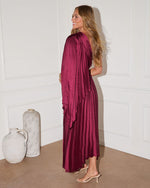Berry % Tallisa One Shoulder Plisse Midi Dress-4