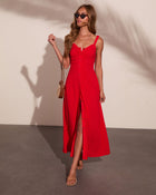 Coastal Firecracker Linen Blend Maxi Dress