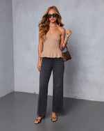 Taupe % Biscotti Knit Peplum Top-1
