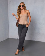 Taupe % Biscotti Knit Peplum Top-6