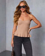 Taupe % Biscotti Knit Peplum Top-2