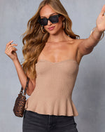 Taupe % Biscotti Knit Peplum Top-5