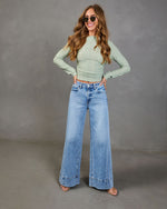Clean Cut Stretch High Rise Wide Leg Jeans