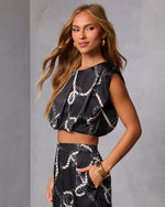 Dennie Printed Satin Top