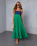 Navy/Green % Norrah Colorblock Empire Maxi Dress-6