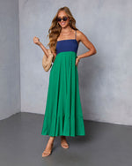 Navy/Green % Norrah Colorblock Empire Maxi Dress-5