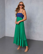 Navy/Green % Norrah Colorblock Empire Maxi Dress-3
