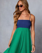 Navy/Green % Norrah Colorblock Empire Maxi Dress-2