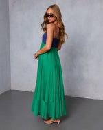 Navy/Green % Norrah Colorblock Empire Maxi Dress-4