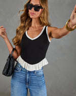 Polished Mode Color Block Peplum Tank Top