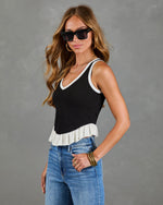 Polished Mode Color Block Peplum Tank Top