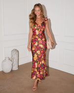 Red Floral % Peony Promise Floral V Neck Maxi Dress-1