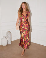 Red Floral % Peony Promise Floral V Neck Maxi Dress-5