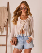 Gulia Front Tie Peasant Top