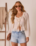 Gulia Front Tie Peasant Top