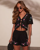 Black % Weekend Whim Floral High Rise Shorts-1