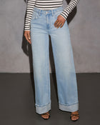 Laylia Stretch Distressed Wide Leg Jeans