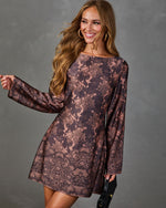 Midnight Petals Satin Floral Lace Mini Dress