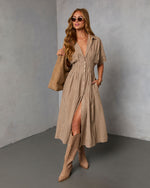 Backroad Blues Gingham Midi Shirt Dress