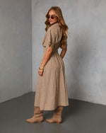 Backroad Blues Gingham Midi Shirt Dress