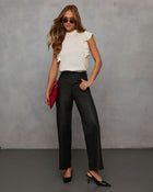 Ivory % Tacie Mockneck Ruffle Sleeve Blouse-13