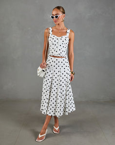 Spotted Dream Polka Dot Corset Linen Blend Top