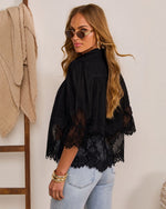Sun Press Linen Lace Trim Top