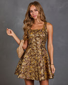 Falling Foliage Paisley Jacquard Mini Dress