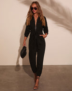 Black % Rinko Tie Waist Jumpsuit-1