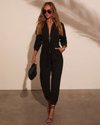 Black % Rinko Tie Waist Jumpsuit-1